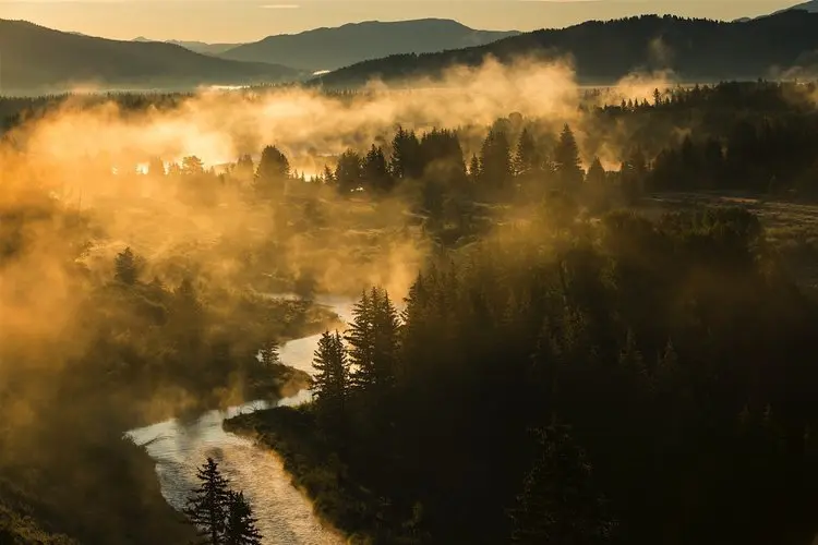 Smokey River through mountains
