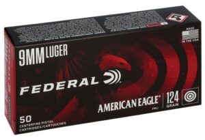 Federal American Eagle 9mm Luger 124gr Ammunition Box