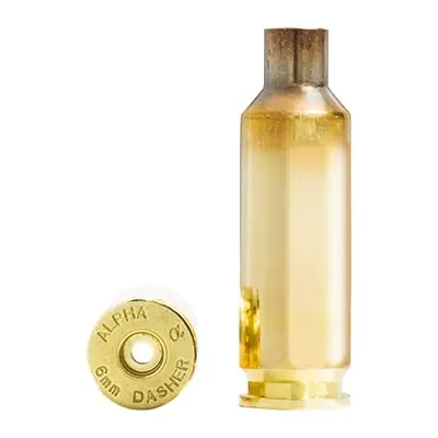 Alpha Munitions Ultra Premium Unprimed Brass Cartridge Cases 6MM DASHER SRP 100/Box